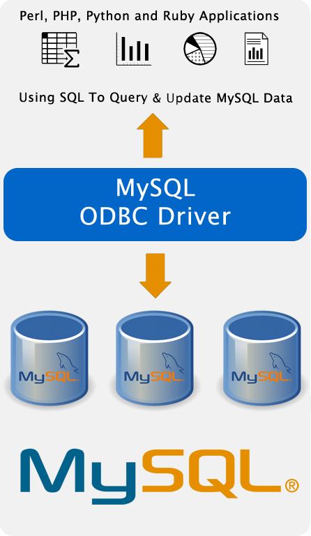 Applications such as Perl, PHP, Python, and Ruby using SQL to query & update MySQL data.